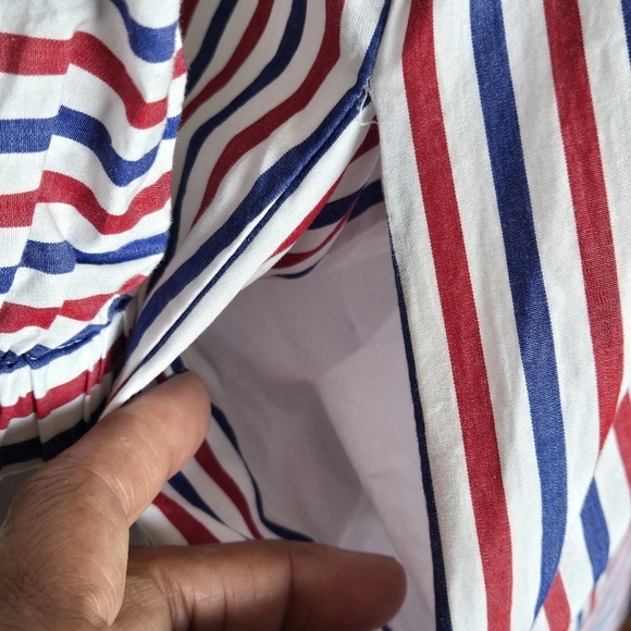 J. Crew Belted Striped Button-Down Shirt Dress Red White Blue Rainbow Resortwear - Picture 8 of 12